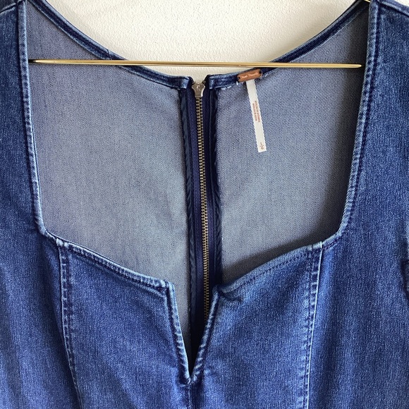Free People Lia Denim Bodycon Dress Size Large - Picture 3 of 7